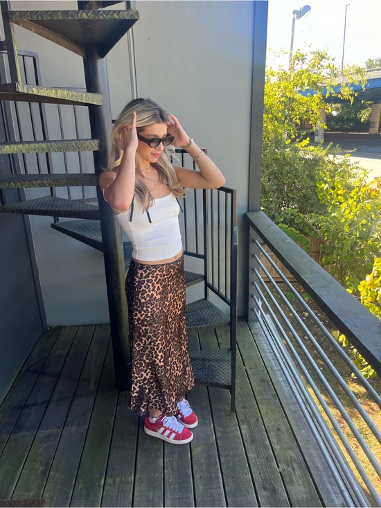 Lioness Dresses & Skirts - Lioness Leopard Print Satin Midi Skirt - Brown & Black
